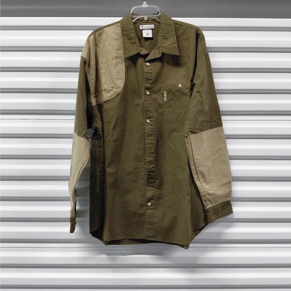 Columbia Men’s XXL Hunting Shirt Olive Tan Quilted Shooting Patch Outdoor - Picture 1 of 8
